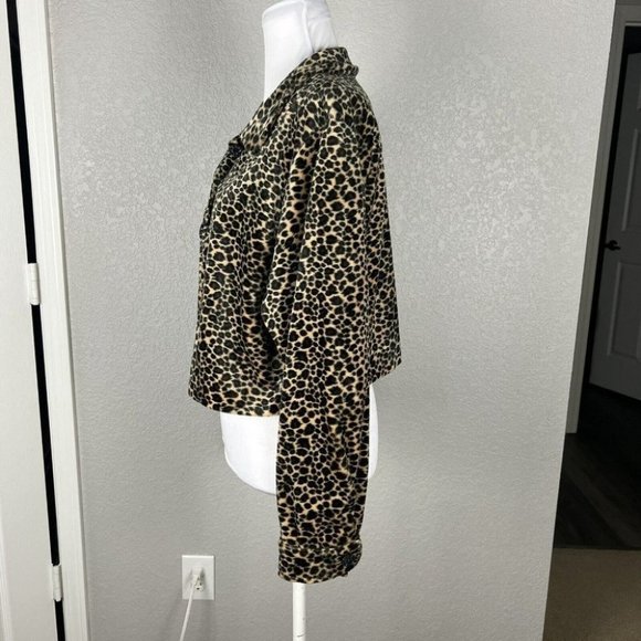 Vtg F.L. Malik Size L Cropped Leopard Mismatched Button Faux Fur Jacket - Picture 2 of 10